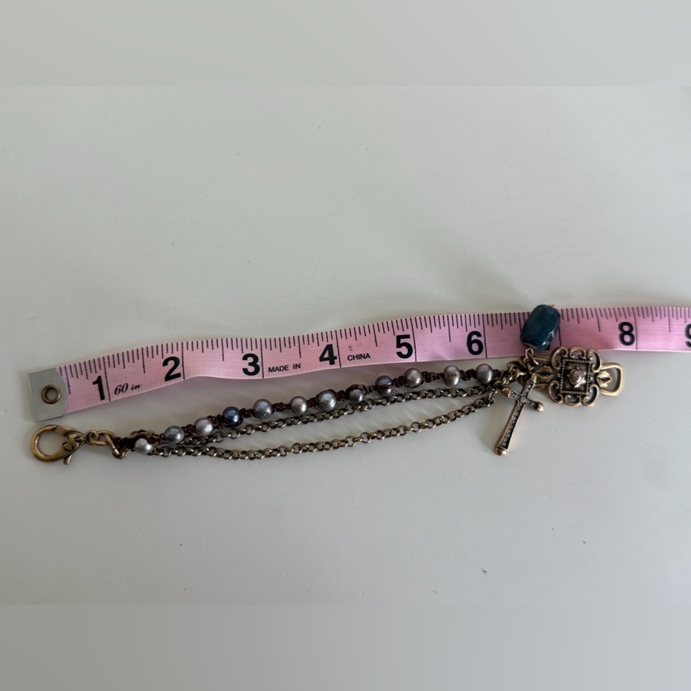 Lucky Brand Bronze and Pearl with Cross Charm Bracelet - Picture 7 of 7
